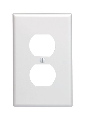 Leviton 80503-W 1-Gang Duplex Device Receptacle Wallplate, Midway Size, Thermoset, Device Mount, White