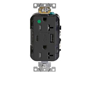 leviton t5833-hge heavy-duty hospital grade, tamper resistant, type a-c usb charger receptacles, 20 amp, black