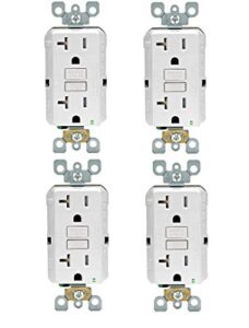 leviton gfnt2-4w self-test smartlockpro slim gfci non-tamper-resistant receptacle with led indicator, wallplate not included, 20-amp, white (4 pack)