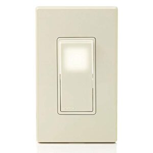 Leviton L5611-2T 15 Amp, 120/277 Volt, Decora LED Illuminated Rocker Single-Pole AC Quiet Switch, Residential Grade, Grounding, Light Almond