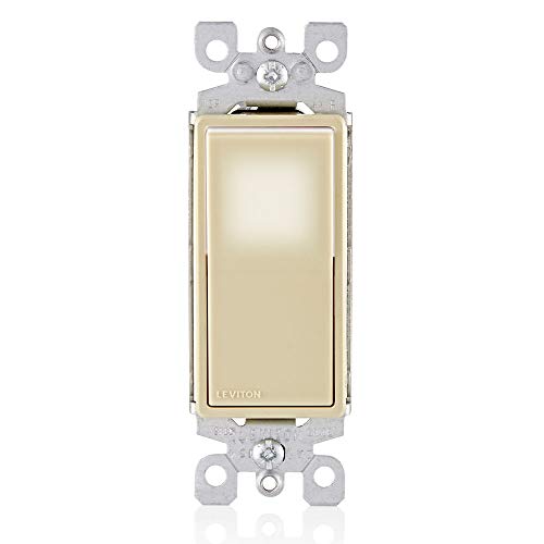 Leviton L5613-2I 15 Amp, 120/277 Volt, Decora LED Illuminated Rocker 3-Way AC Quiet Switch, Residential Grade, Grounding, Ivory