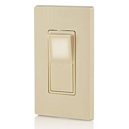 Leviton L5613-2I 15 Amp, 120/277 Volt, Decora LED Illuminated Rocker 3-Way AC Quiet Switch, Residential Grade, Grounding, Ivory