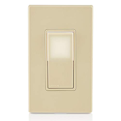 Leviton L5613-2I 15 Amp, 120/277 Volt, Decora LED Illuminated Rocker 3-Way AC Quiet Switch, Residential Grade, Grounding, Ivory