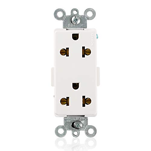Leviton 5835-W Decora Plus Straight Blade and Europlug Receptacles, Commercial Specification Grade, 16 Amp, 250 Volt, White