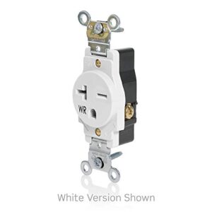 Leviton W5461-E Single Receptacle Outlet, Weather-Resistant, 20 Amp, 250 Volt, Heavy-Duty Industrial Specification Grade, Back or Side Wire, Self-Grounding, Black