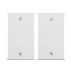 leviton 2-pack 80714-w 1-gang no device blank wallplate, standard size, thermoplastic nylon, box mount, white … (2 pack)
