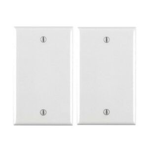 Leviton 2-Pack 80714-W 1-Gang No Device Blank Wallplate, Standard Size, Thermoplastic Nylon, Box Mount, White … (2 Pack)