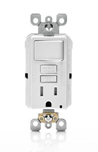leviton gfsw1-w 15-amp self-test smartlockpro slim gfci combination switch tamper-resistant receptacle with led indicator, 20-amp feed-through, 3 pack, white