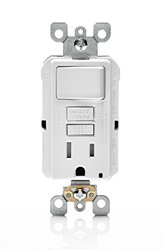 Leviton GFSW1-W 15-Amp Self-Test Smartlockpro Slim GFCI Combination Switch Tamper-Resistant Receptacle with LED Indicator, 20-Amp Feed-Through, 3 Pack, White