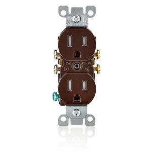leviton t5320 15 amp, 125 volt, tamper resistant, duplex receptacle, residential grade, grounding, brown