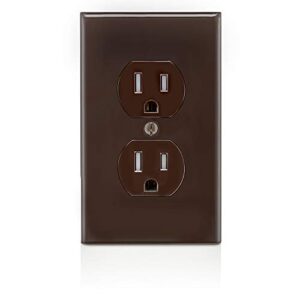 Leviton T5320 15 Amp, 125 Volt, Tamper Resistant, Duplex Receptacle, Residential Grade, Grounding, Brown