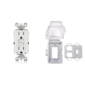 leviton gfwt1-w self, resistant and tamper, 15-amp, white & taymac mm420c 1-gang nonmetallic extra duty weatherproof in-use horizontal/vertical 16-in-1 standard cover, 2.75 in, clear