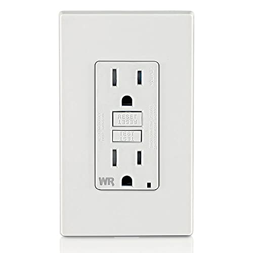 Leviton GFWT1-W Self, Resistant and Tamper, 15-Amp, White & TayMac MM420C 1-Gang Nonmetallic Extra Duty Weatherproof in-Use Horizontal/Vertical 16-in-1 Standard Cover, 2.75 in, Clear