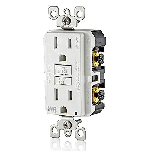 Leviton GFWT1-W Self, Resistant and Tamper, 15-Amp, White & TayMac MM420C 1-Gang Nonmetallic Extra Duty Weatherproof in-Use Horizontal/Vertical 16-in-1 Standard Cover, 2.75 in, Clear