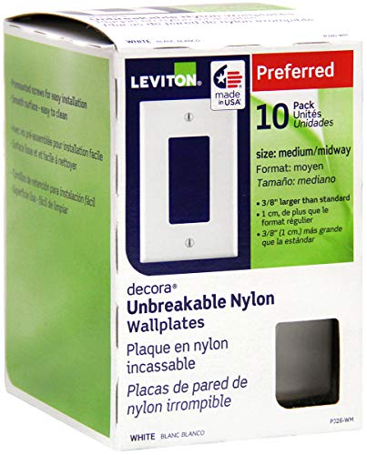 Leviton GFNT1-W Self-Test SmartlockPro Slim GFCI Non-Tamper-Resistant Receptacle with LED Indicator, Wallplate Included, 15-Amp, White & PJ26-WM 1-Gang Decora/GFCI Decora Wallplate, White, 10-Pack