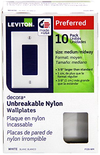 Leviton GFNT1-W Self-Test SmartlockPro Slim GFCI Non-Tamper-Resistant Receptacle with LED Indicator, Wallplate Included, 15-Amp, White & PJ26-WM 1-Gang Decora/GFCI Decora Wallplate, White, 10-Pack