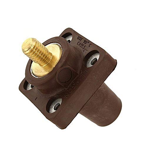 Leviton 16R24-UH 16-Series Taper Nose, Female, Panel Receptacle, 90-Degree, Threaded Stud, Cam-Type Connector, Brown