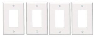 leviton 80601-w 1-gang decora/gfci device wallplate, midway size, thermoset, device mount, sold as 4 pack