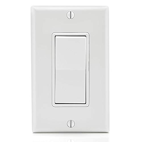 Leviton 5601-2AW Antimicrobial 15Amp 120/277V Decora Rocker Single Pole AC Quiet Switch, White