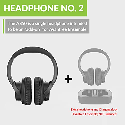 Avantree AS50, a Second Pair of Bluetooth Headphones Ensemble Wireless TV Watching Set Dual Link, 35 Hours, Extra Loud, No Delay, (No Charging Dock Included, Single Headphone Only)