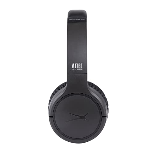 Altec Lansing Nanophones ANC Bluetooth Wireless Active Noise Cancelling Headphones On Ear Headphones 12 Hour Battery Life, Foldable Earcups, Removeable Mic for Working and Learning from Home (Grey)