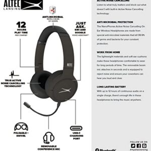 Altec Lansing Nanophones ANC Bluetooth Wireless Active Noise Cancelling Headphones On Ear Headphones 12 Hour Battery Life, Foldable Earcups, Removeable Mic for Working and Learning from Home (Grey)