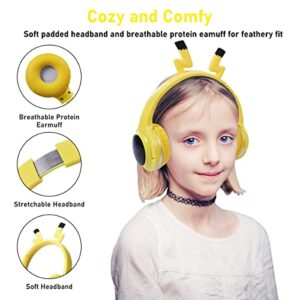 YLFASHION Kids Headphones Bluetooth Headphones, Colorful LED Lights Wireless Cartoon Headphones，Over Ear Headphones Built-in Mic for Children/School/iPad/Tablet/Airplane