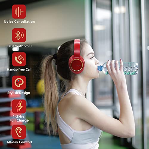 Srhythm NC15 Noise Cancelling Headphones Bluetooth Over-Ear Headset with Mic for Teens, Adults Online Class/Home Office/TV/PC/Phone