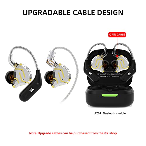 KZ ZS10 Pro in Ear Monitor Earphone, 4BA 1DD Metal Earbuds, HiFi Bass Headphones IEM with Detachable 2 Pin C-Cable(Gold,No Mic)