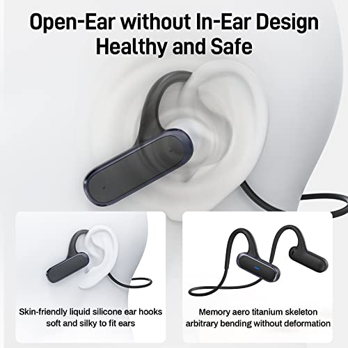 DACOM Open Ear Headphones Wireless Air Conduction Sports Bluetooth Headphones,15 Hrs Playtime,IPX6 Waterproof Earbuds with ENC Noise Cancelling MIC for Cycling Driving Running Gym - Black