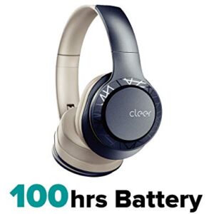 Cleer Audio Enduro 100 Wireless Bluetooth Headphone - Over Ear Fast Charging Lightweight, Podcasting 100Hr Long Battery | Full Charge 4 Day Playback, Play Music & Take Calls Ironless Driver (Navy)