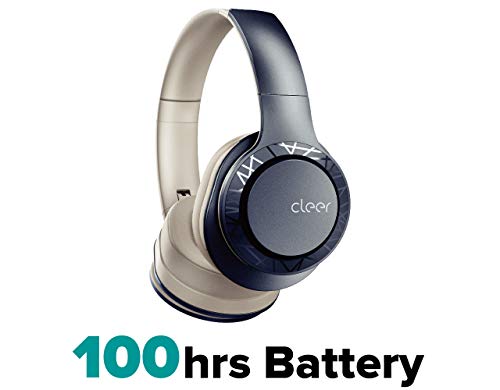 Cleer Audio Enduro 100 Wireless Bluetooth Headphone - Over Ear Fast Charging Lightweight, Podcasting 100Hr Long Battery | Full Charge 4 Day Playback, Play Music & Take Calls Ironless Driver (Navy)