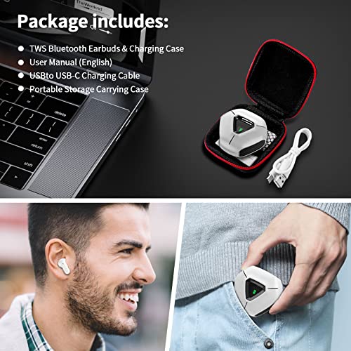 Bluetooth Headphones Wireless Earbuds for iPhone 14 Pro Max Samsung Z Fold 4 Flip 3, in Ear Noise Cancelling Bass Mic Sport Headset for iPad 10 Pro Galaxy S23 S22 S21 Pixel 7 Pro Oneplus 11 10 Pro 9