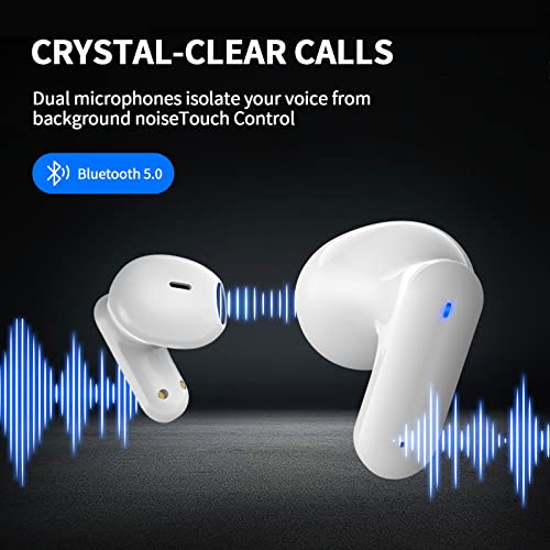 Bluetooth Headphones Wireless Earbuds for iPhone 14 Pro Max Samsung Z Fold 4 Flip 3, in Ear Noise Cancelling Bass Mic Sport Headset for iPad 10 Pro Galaxy S23 S22 S21 Pixel 7 Pro Oneplus 11 10 Pro 9