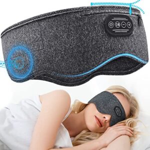 sleep headphones bluetooth sleeping headband: 10hrs wireless music eye mask with soft cozy earbuds comfortable earphones for side sleepers – comfy head band ear buds men women gifts (medium)