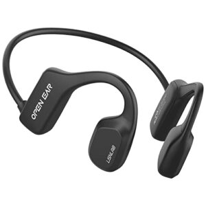 lisnlab bone conduction headphones, open-ear bluetooth 5.2 sport headphones, wireless earphones with mic, ip55 sweatproof headset for running workouts gym cycling hiking （black）