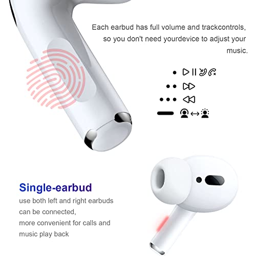 TUOTUER Air prods Pro Earbuds Wireless Stereo Bass, 5.3 Headphones Bluetooth Noise Canceling in-Ear, Earphones Up to 30 Hours of Battery Life, IPX5 Waterproof Ear Buds for iPhone/Android