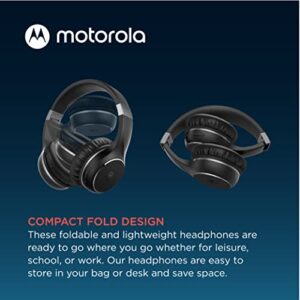 Motorola Bluetooth Wireless Headphones with Microphone, Moto XT220 Over-Ear Headphones in-Line Control for Calls - Foldable Head Phones, Adjustable Headband - Dynamic Bass, Clear Sound - Black