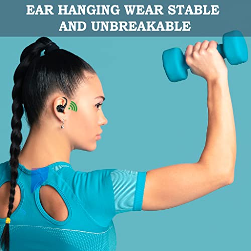 Wireless Earbuds Headphones Over Ear, True Wireless in Ear with Microphone, Deep Bass, Loud Voice Sport Earphones with Charging Case for Outdoor Running Gym Workout Sports