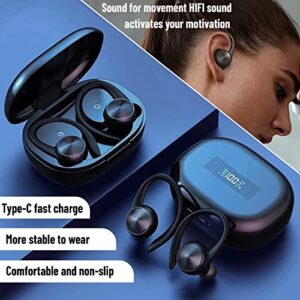 Wireless Earbuds Headphones Over Ear, True Wireless in Ear with Microphone, Deep Bass, Loud Voice Sport Earphones with Charging Case for Outdoor Running Gym Workout Sports