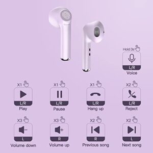 MOEEN Wireless Earbuds, Bluetooth Headphones, Earphones Bluetooth 5.0 USB-C Fast Charge, 5Hrs Single Playtime 35Hrs Playtime IPX5 Waterproof, Bluetooth Earbuds with Running Fitness Commute, Purple