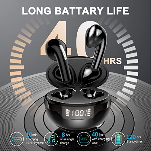 Wireless Earbud, Bluetooth 5.2 Headphones with HD Mic, Bluetooth Earphones in Ear Deep Bass, Bluetooth Earbud IP7 Waterproof Wireless Headphones 40H Playtime Ear buds for iphone Android [New Upgrade]