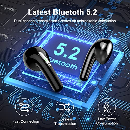 Wireless Earbud, Bluetooth 5.2 Headphones with HD Mic, Bluetooth Earphones in Ear Deep Bass, Bluetooth Earbud IP7 Waterproof Wireless Headphones 40H Playtime Ear buds for iphone Android [New Upgrade]