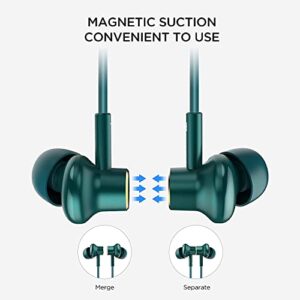 HTC Bluetooth Neckband Headphones ANC, Bluetooth 5.0 Neckband Earphones Magnetic with Active Noise Cancellation & ENC for Voice Call, Running, Exercising -IPX5 Water Resistant/16 H Playtime-Dark Green