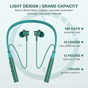 HTC Bluetooth Neckband Headphones ANC, Bluetooth 5.0 Neckband Earphones Magnetic with Active Noise Cancellation & ENC for Voice Call, Running, Exercising -IPX5 Water Resistant/16 H Playtime-Dark Green