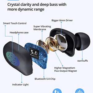 Bluedio Mini Wireless Earbuds in Ear Light-Weight Headsets Built-in Microphone Wireless Earbuds, T Elf 2 True Wireless Touch Earbuds in Ear Earphones with Charging Case for Cell Phone/Sports