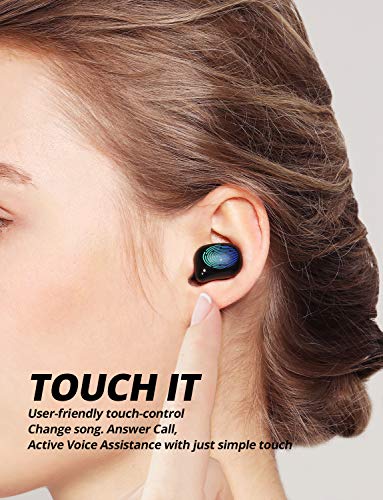 Bluedio Mini Wireless Earbuds in Ear Light-Weight Headsets Built-in Microphone Wireless Earbuds, T Elf 2 True Wireless Touch Earbuds in Ear Earphones with Charging Case for Cell Phone/Sports