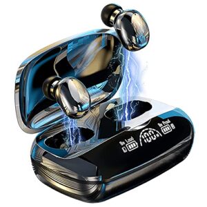 wireless earbuds,bluetooth 5.2 powerful bass true wireless earphones,ipx6 waterproof touch control hifi stereo sound in ear cvc8.0 tech noise reduction headphones with mic,one-step pairing,led display
