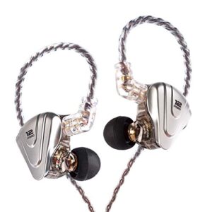 kinboofi kz zsx in ear headphone monitor, hybrid hifi earphone with 5ba 1dd 6 drivers, kz earbuds with detachable 2 pin cable for church band musician singer(black no mic)