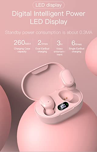 Acuvar Fully Wireless Bluetooth 5.0 Rechargeable iPX4 Water & Sweat Proof Earbud Headphones w Microphone, Touch Controls, Smart LCD Charging Case, 3D Stereo Bass and Noise Cancelling (Pink)